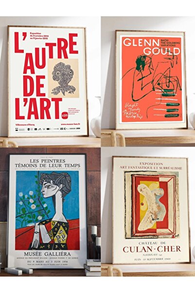 Taranist Kağıt Poster Modern Sanat Exhibition Seti Kuşe 4 Adet Her Biri A3 Bo...