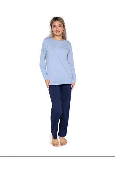 Akbeniz Lilac Long Sleeve Combed Cotton Women's Pajamas Set - 41110