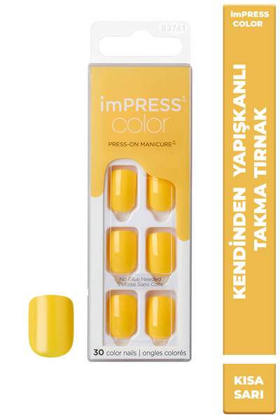 Impress İmpress Color Kendinden Yapışkanlı Takma Tırnak Kısa Sarı