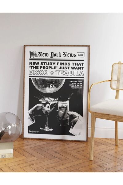 Taranist Kağıt Poster New York Disco Ball Tequila Vintage Kuşe 30x42 Cm Disko...