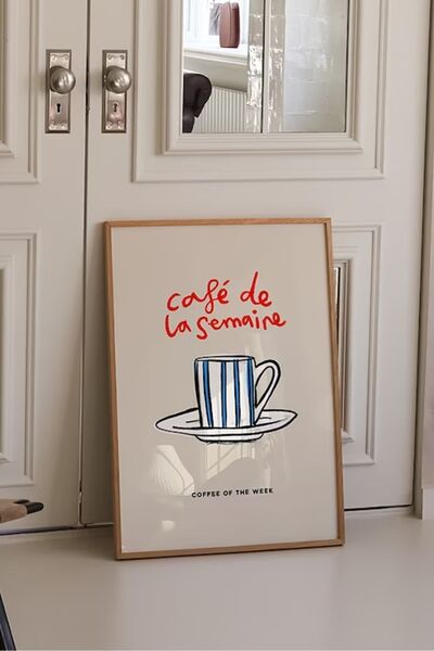 Taranist Kağıt Poster Coffee Cafe De La Semaine Kahve Fincanı Modern Dekorasy...