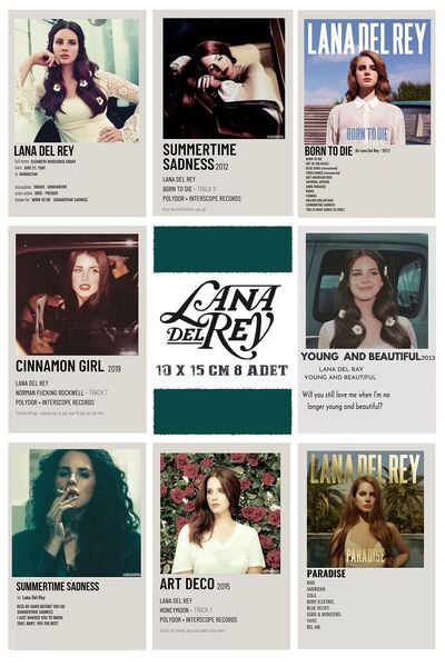 Taranist Kağıt Poster Lana Del Rey Polaroid Albüm Seti 8 Adet 10x15cm