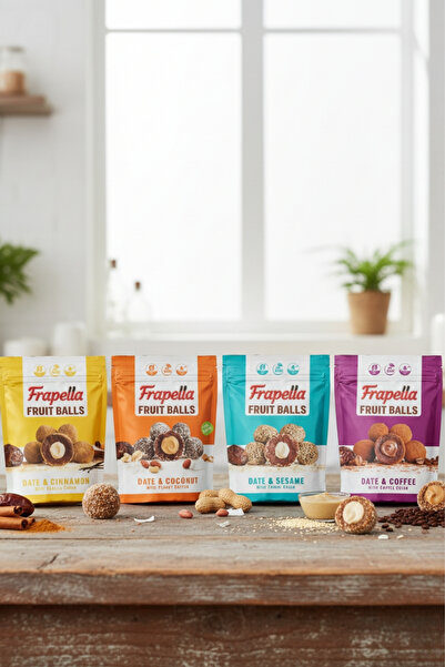 Frapella Sesame Covered Tahini Cream Filled Fruit Ball 80 Gr. X 6 Pack