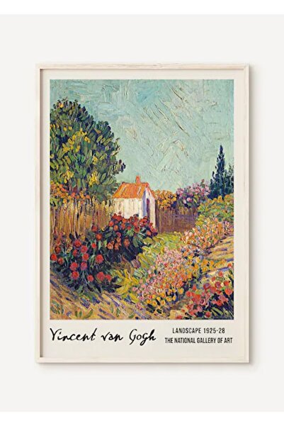 Taranist Kağıt Poster Vincent Van Gogh Landscape Çiçekli Ev Manzara