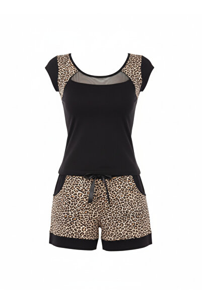 Altınay Leopard Patterned Women's Shorts Set