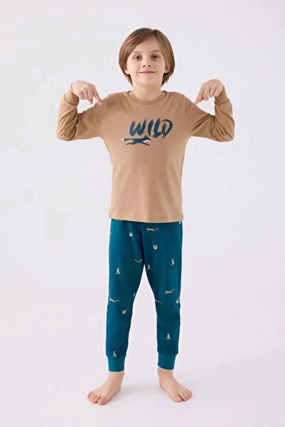 Rolypoly Boy's Brown Long Sleeve Pajama Set