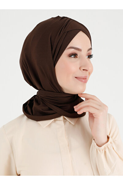 Ecardin Pileli Isra Serisi Çapraz Türban - St 396 Açık Kahve