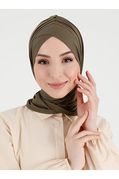 Ecardin Pileli Isra Serisi Çapraz Türban - St 396 Haki