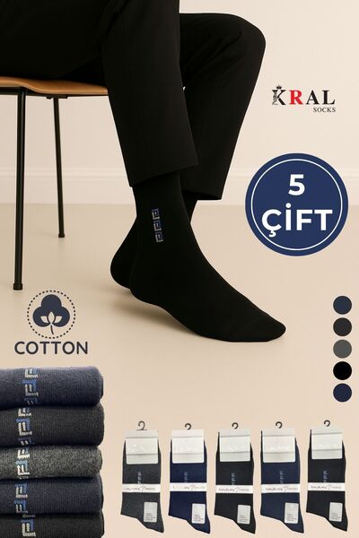 KRAL SOCKS Yeni Sezon Erkek Çorap Cotton Dikişsiz Jakarlı 5 Çift Mevsimlik Uz...