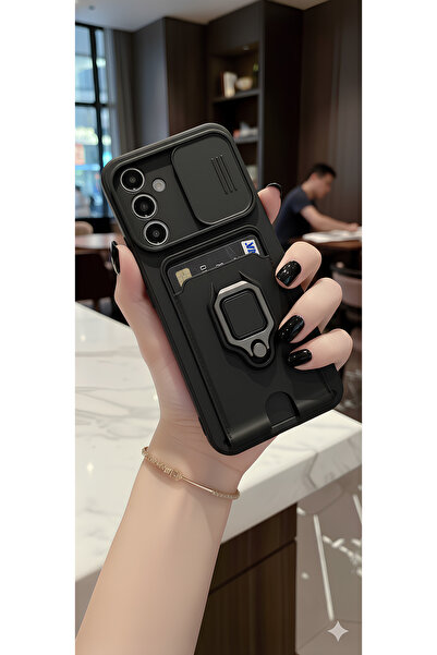 TechTrove Samsung Galaxy S24 FE Kılıf Kamera Koruma Sürgülü Kartvizitli Kartl...