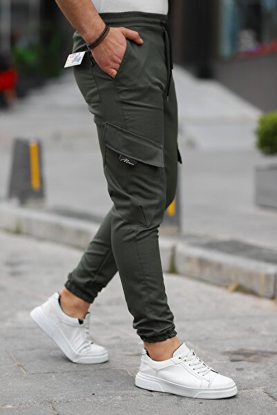 comstar Ανδρικό ελαστικό στη μέση Cargo Pocket Khaki Skinny Sweatpants