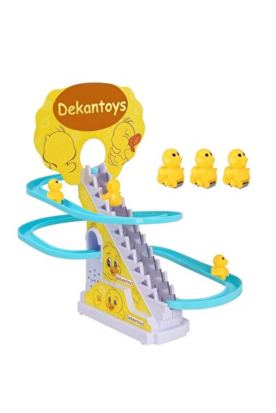 dekan toys Dön Dolaş Ördek Oyunu Işıklı Müzikli Ördek Merdivenden Çıkıp Kaydıraktan Kayan Yavru Ördek Small Duck Kaydıraklı Ördek Oyunu