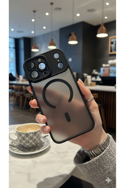 Hatreds iPhone 17 Pro Max Uyumlu MagSafe Özellikli Buzlu Siyah Silikon Kılıf ...