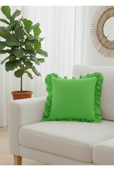 ALTINPAMUK Green Bohemian Pillow - Mi̇lano Frilly Square Throw Pillow