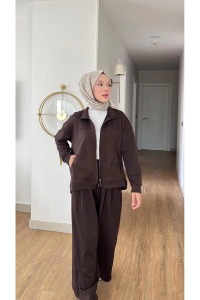 Mihran Butik Emily Modal Fabric Zippered Dress with Double Bottom Top Set