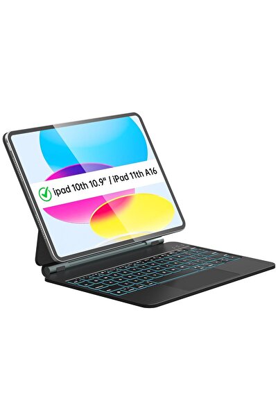 Yesido Ipad A16/10.nesil 2022/2025 Uyumlu Magic Uyumlu Touchpad Işıklı Klavyeli Kılıf