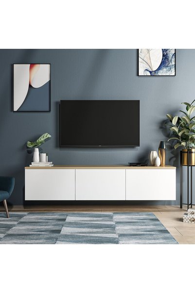 İNARCH DİZAYN Neon Duvara Monte 3 Kapaklı TV Sehpası – 160 cm – Minimal Tasar...