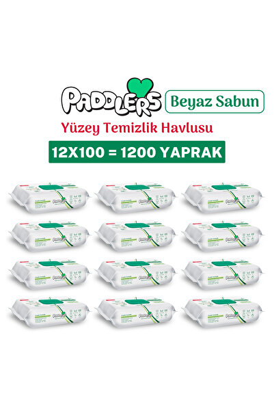 Paddlers Easy Clean Beyaz Sabun Katkılı Yüzey Temizlik Havlusu 12x100 (1200 Y...