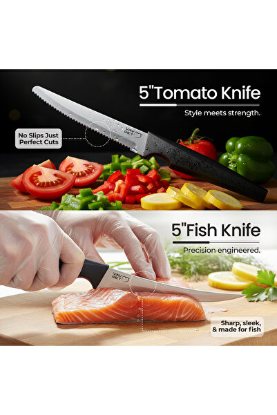 VAV GET Premium 18-Piece Black Stainless Steel Knife Set