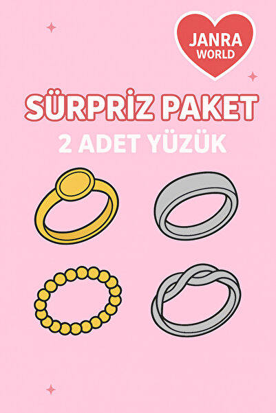 JANRA WORLD 2 Adet Sürpriz Bijuteri Yüzük Paketi – Kadın 2’li Hediyelik Yüzük...