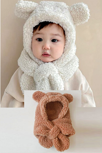 Nurnivus Tammy Cute Teddy Bear Children's Beanie Scarf Neck Warmer Panda Ear Hat Plush Windproof Beanie