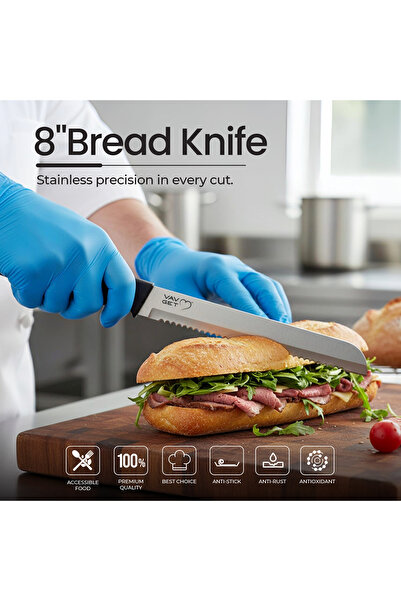 VAV GET Premium 18-Piece Black Stainless Steel Knife Set