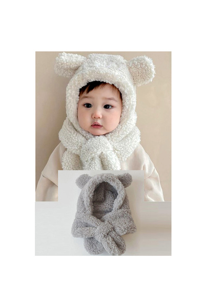 Nurnivus Tammy Cute Plush Children's Beanie Scarf Neck Warmer Panda Ear Hat Welsoft Windproof Beanie