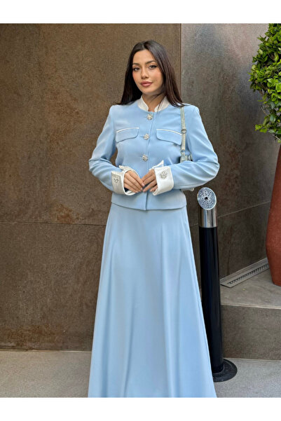 VUNTAL Set de damă vintage dublu cu detaliu din piatră de zircon