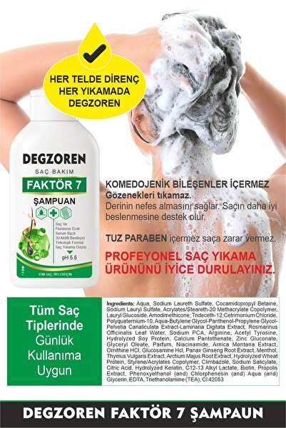 DEGZOREN Hızlı Uzatma, Dökülme Karşıtı, Onarıcı Besleyici Ve Kepek Önleyici Tuzsuz Keratin Koruma Şampuanı