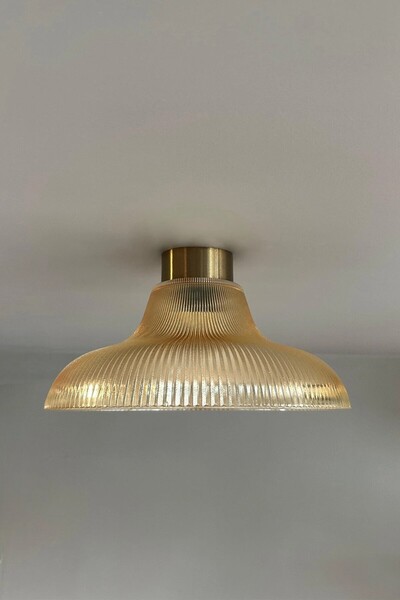 Bamyum Stark Cam Bal Rengi Tekli Avize Plafonyer Retro Sarkıt Lamba Salon Ayd...