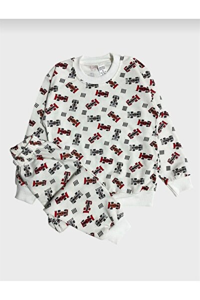 TUGSE Racing car patterned children's pajama set 100% cotton