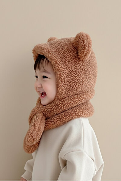 Nurnivus Tammy Cute Teddy Bear Children's Beanie Scarf Neck Warmer Panda Ear Hat Plush Windproof Beanie