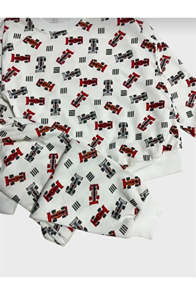 TUGSE Racing car patterned children's pajama set 100% cotton