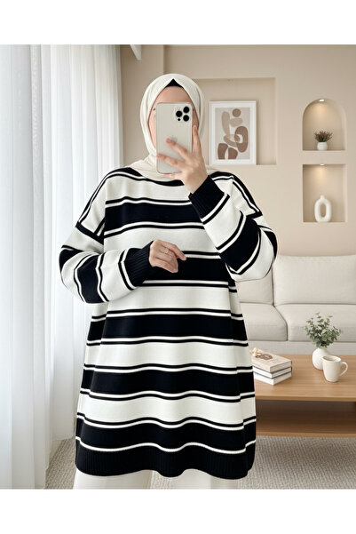 Modamorfo Thick Striped Loose Knitwear Tunic