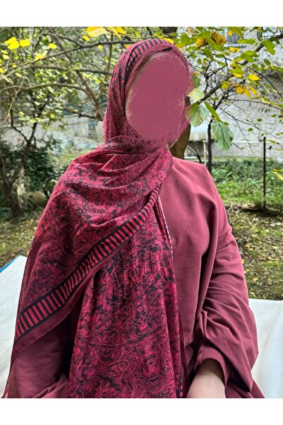 shalby Women's Cotton Mahru Pattern Soft Shawl Burgundy