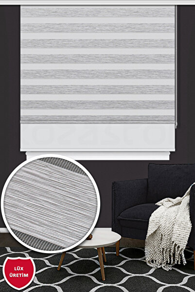 Kozastor Çift Mekanizmalı Gri Zebra Stor Perde İZ 125e V07