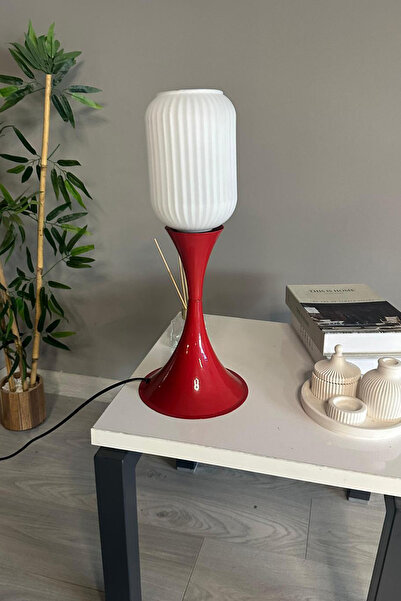 Bamyum Wingmn Beyaz Cam Masa Lambası Dekoratif Abajur Çocuk Odası Başucu Lamb...