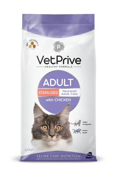 VetPrive Vet Prive Kısırlaştırılmış Tavuklu Kedi Maması 1,5 Kg