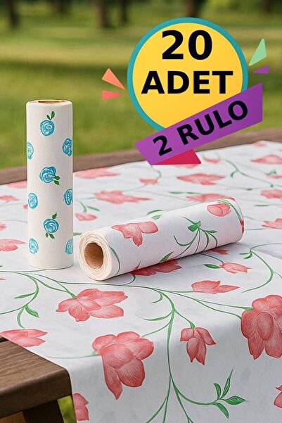 nistabolje 20 Adet Tek Kullanımlık Masa Örtüsü Kullan At Sıvı Geçirmez(2 RULO...