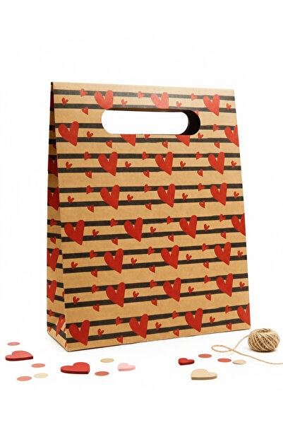 repro design 24x30 Kalp Harmanı Premium Zarf Model Karton Çanta 1 Adet