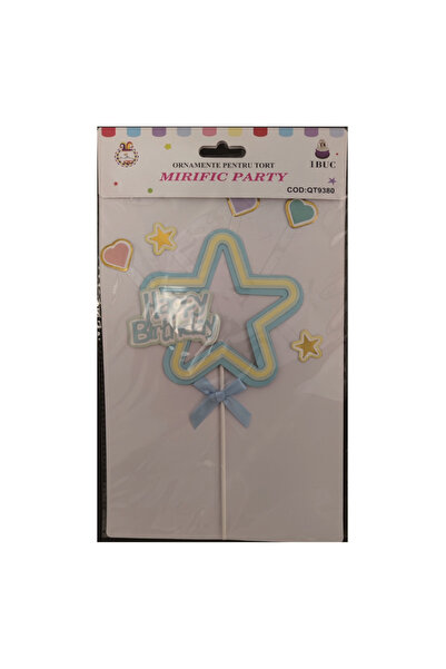 Mirific Party Cake topper, blue, star, Happy Birthday