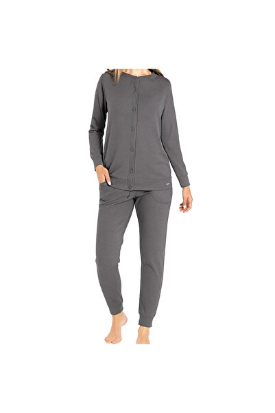 CONFEO 840-801 Costum de pijama pentru femei, cu manșete și nasturi în față