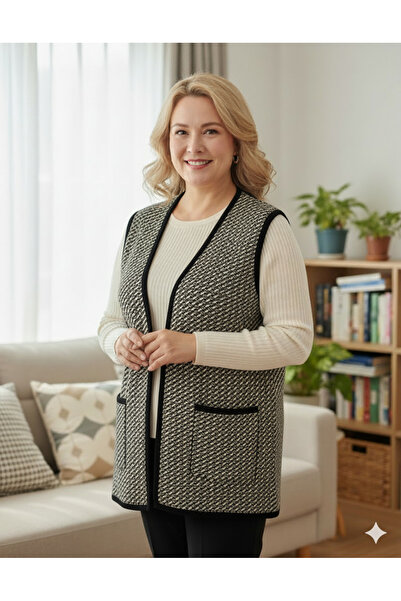 we are the best UYSALİDA Middle Age and Above Mother Knitwear Vest - Buttonless Design