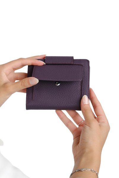 MFT Leather Design Genuine Leather Women's Wallet |   Mira 1437 Flother Mat Purple