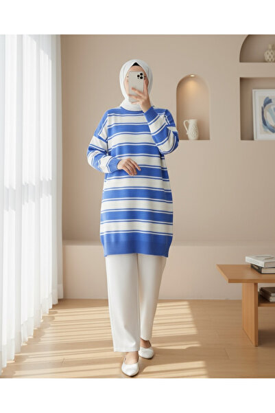 Modamorfo Товстолінійна трикотажна туніка - синя