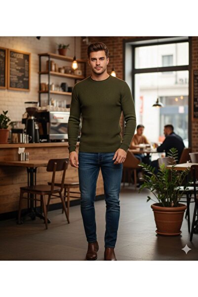 DYNAMO Erkek Sıfır Yaka Kazak 7112 Haki