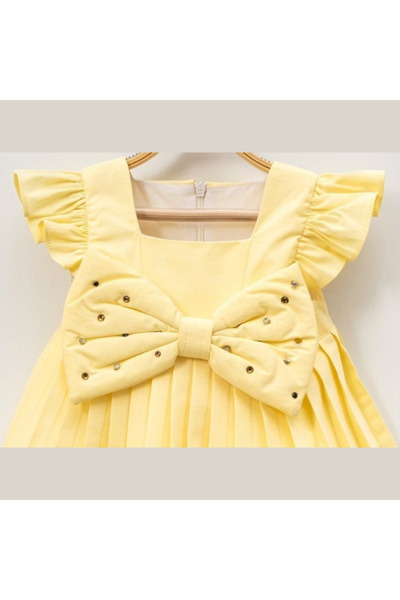 Micii Ștrumfi Yellow Kamelia dress for girls - 100% cotton