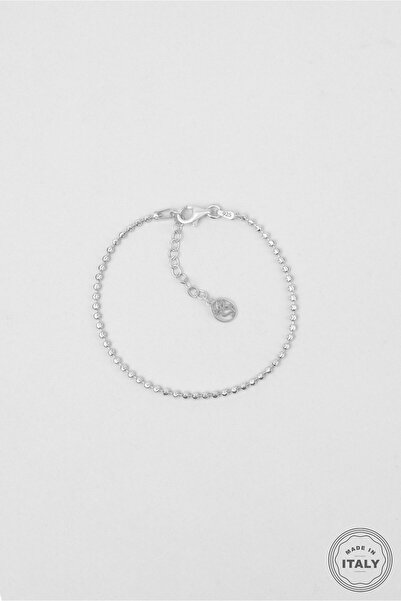 So CHIC... İtalyan Lucia 18 Ayar Beyaz Altın Kaplama 19 Cm Gümüş Zincir Bileklik