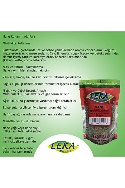 leka baharat Nane 30 g – Katkısız, Yoğun Aromalı Yemeklik & Çaylık Baharat
