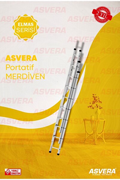ASVERA 3X2,5=7,5 METRE 3 PARÇALI ALÜMİNYUM MERDİVEN